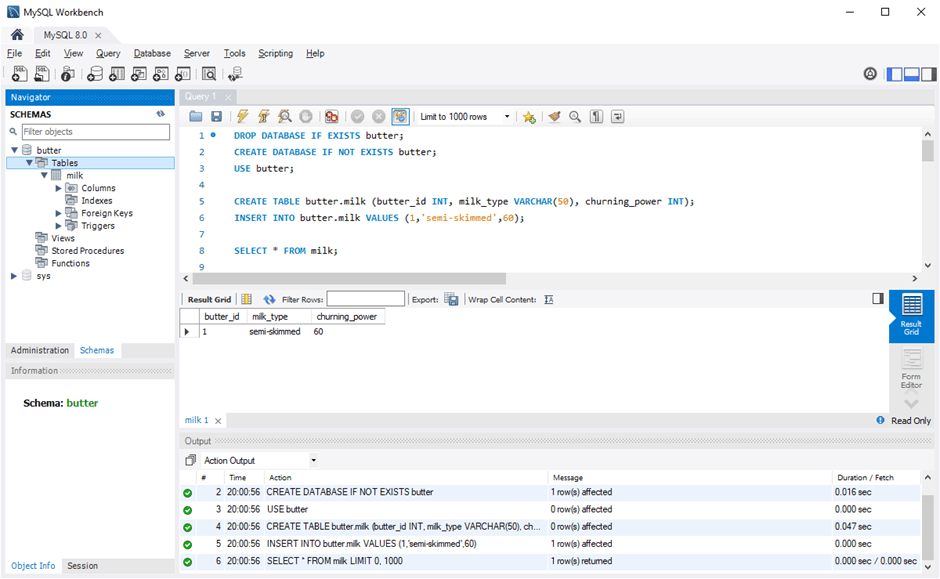 mysql show tables structure