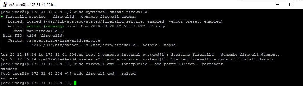 Linux Open 1433 Firewall