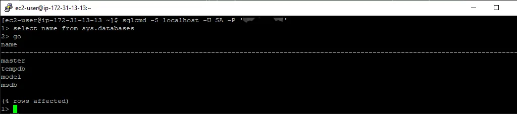 Linux SQLCMD Select Sys.Tables