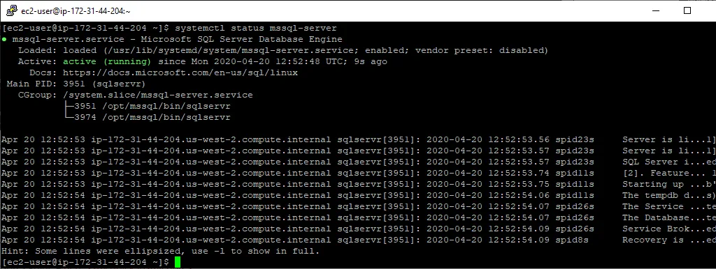 Linux Systemctl Status MSSQL