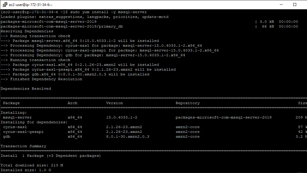 Linux Yum Install SQL Server