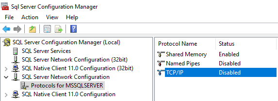 SQL Server Configuration Manager Protocols