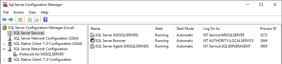 SQL Server Configuration Manager Services