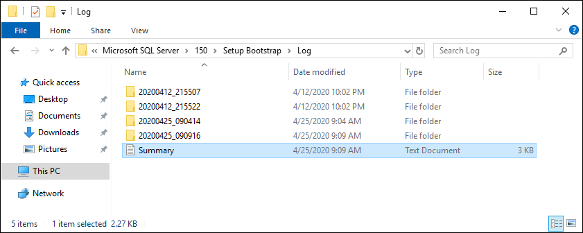 SQLSetup Summary File