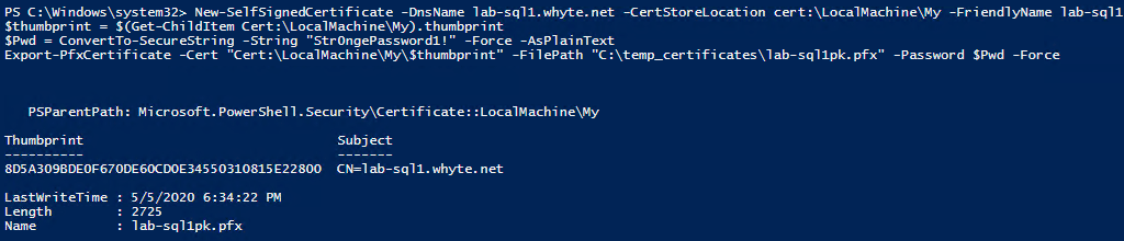 PowerShell New-SelfSignedCertificate