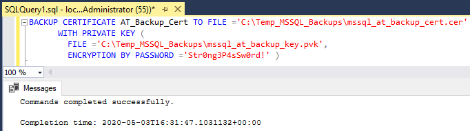 Backing up a SQL Server Certificate MSSQL DBA Blog