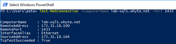 Test-NetConnection PowerShell