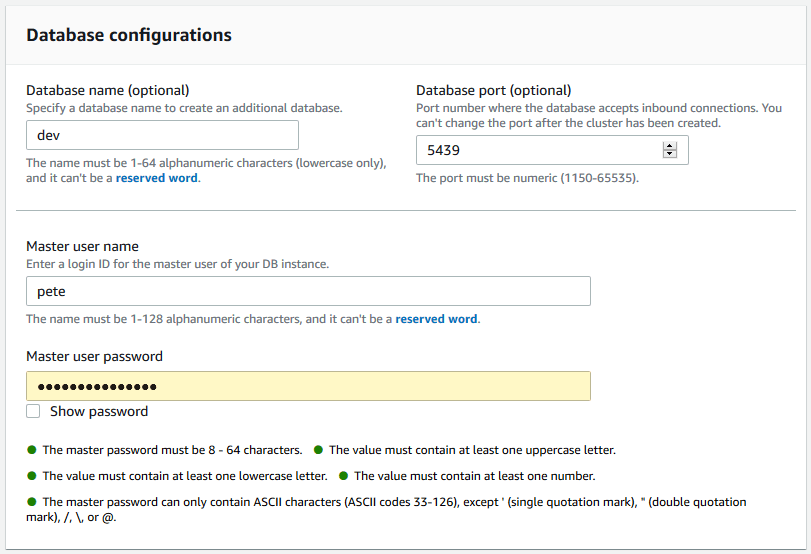 cannot create redshift cluster in west