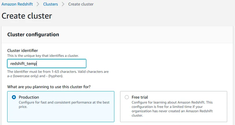 AWS Redshift Cluster Configuration