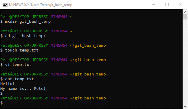 git bash windows message