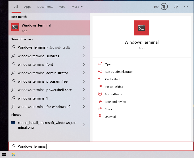 windows terminal install command