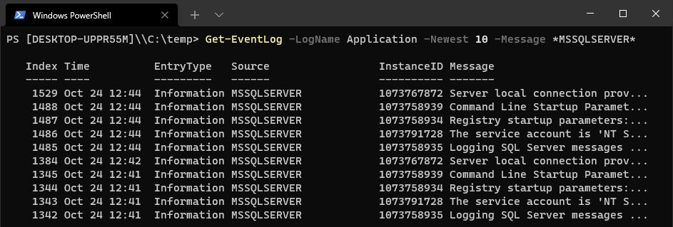 Using Get-EventLog in PowerShell - SQL DBA Blog