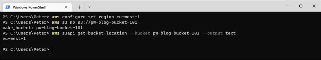 aws configure region