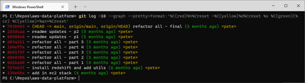 Git Log Formatting