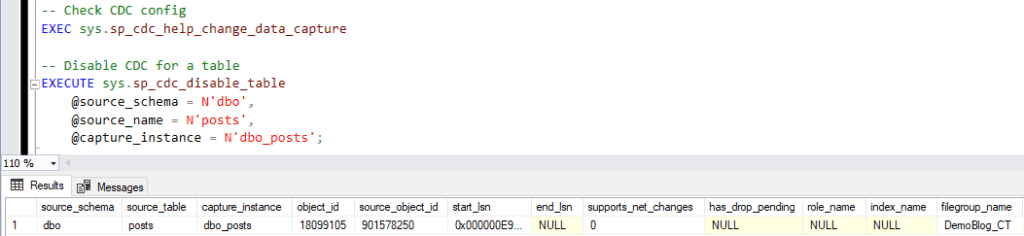 CDC Disable Table