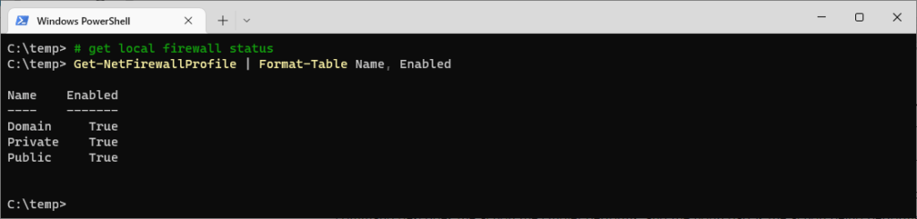 Get-NetFirewallProfile