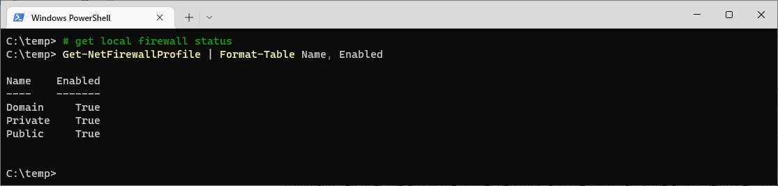 Get-NetFirewallProfile