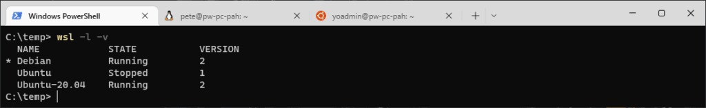 WSL List Distros