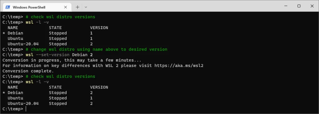 WSL Upgrade