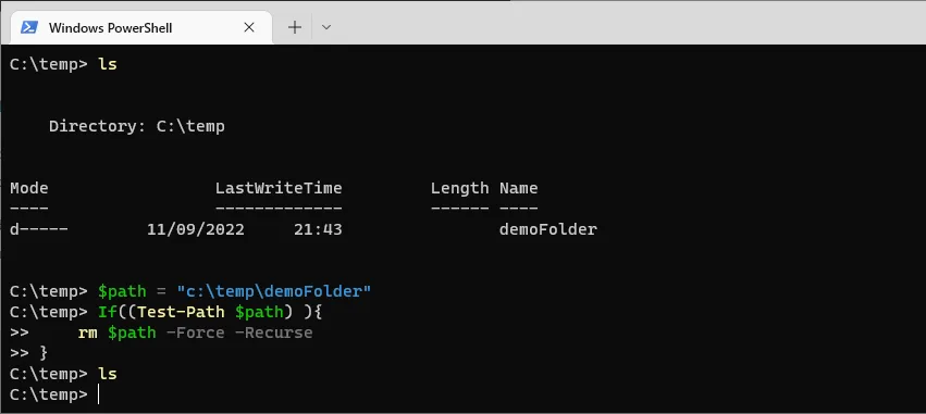 PowerShell Delete Folder If Exists