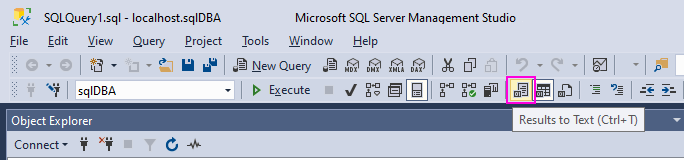 SSMS Results to Text Option