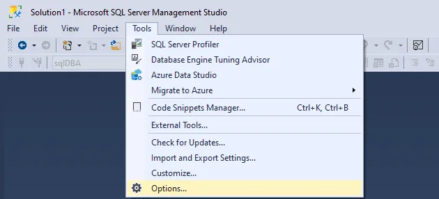 SSMS Tools Options