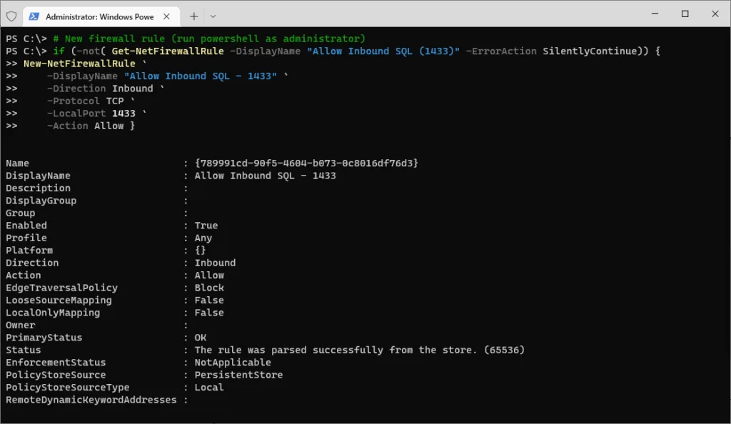 Create New Firewall Rule PowerShell