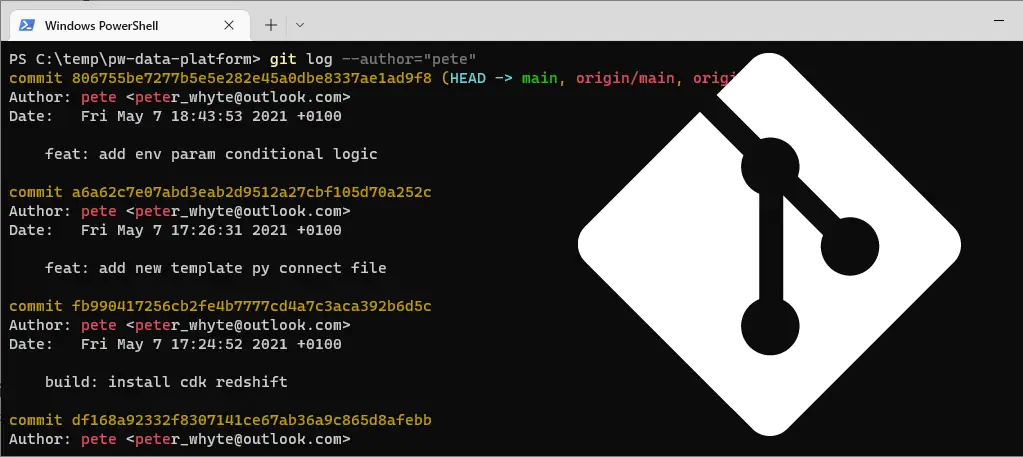 Git Log Author Command Example SQL DBA Blog