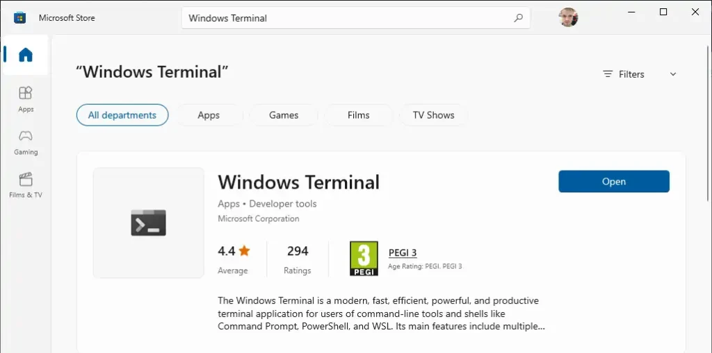 Windows Terminal Microsoft Store 