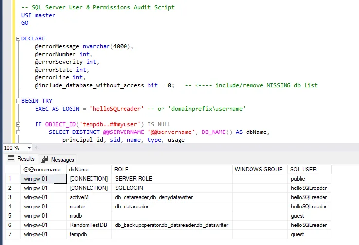 SQL Show Permissions Script