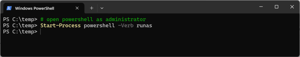 Open PowerShell as Admin from Command