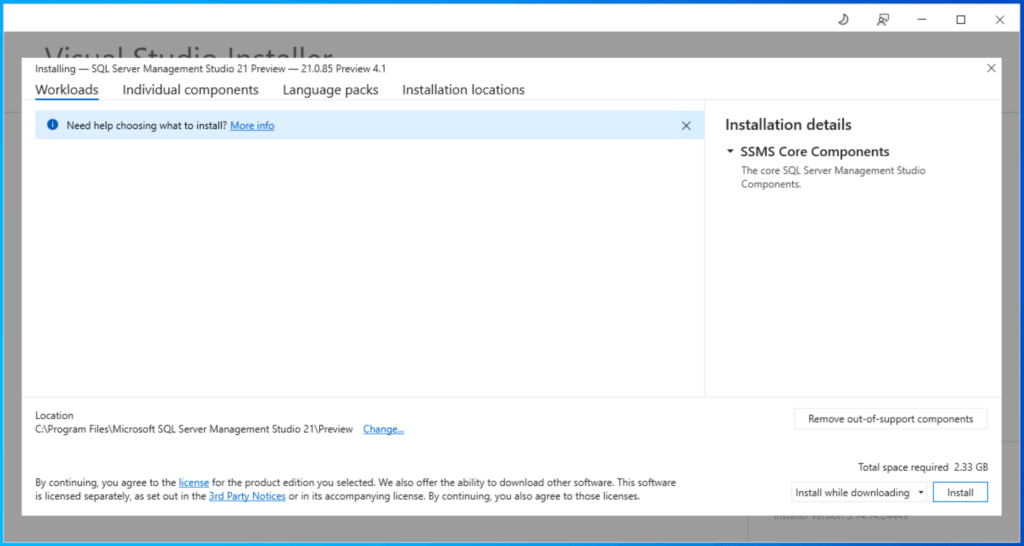 SSMS 21 Setup