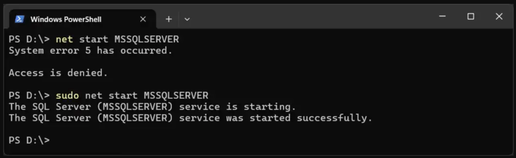 Sudo Net Start SQL Server