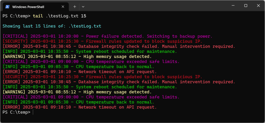 Windows Tail Log File